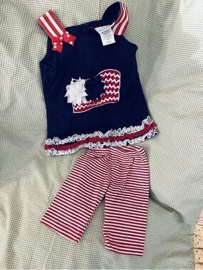Emily Rose Navy, Red & White Ruffle Matching Set
